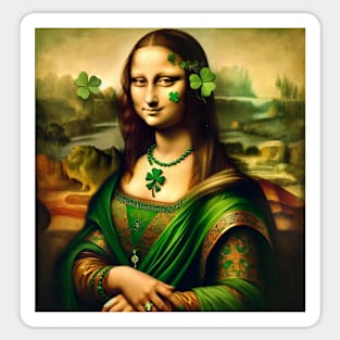 Mona Lisa's Irish Charm: St. Patrick's Day Celebration Sticker